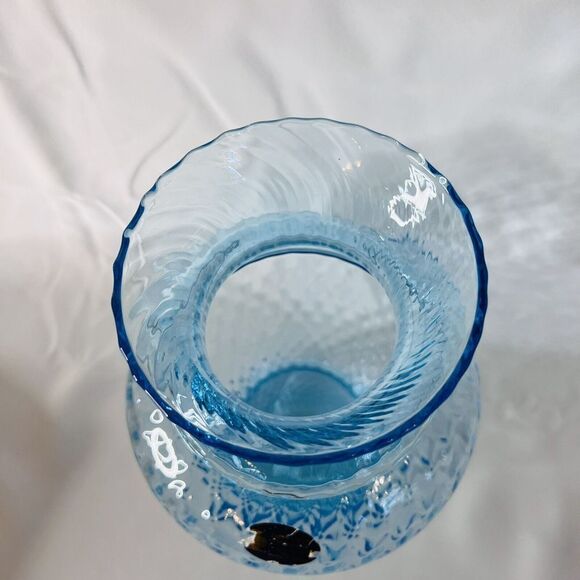 White Cristal French Aqua Blue Turquoise Vase Made in Italy w Label 12.5“ Tall - Picture 5 of 9